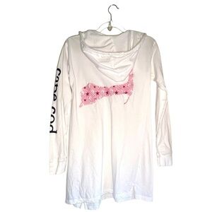 Cuffy’s Cape Cod Long Sleeve Hooded Tee Shirt Tunic Dress Beach Coverup Size S